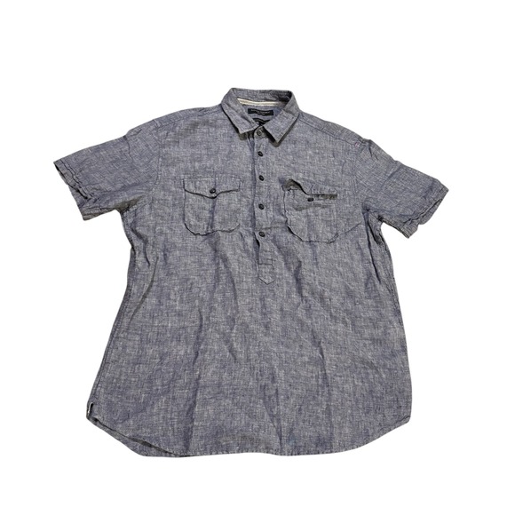 Banana Republic Camden Fit Linen Short Sleeve Shirt Mens Medium - Picture 1 of 7